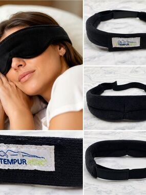 Tempur-Pedic Sleep Mask Adjustable Memory Foam Eye Mask Black One Size